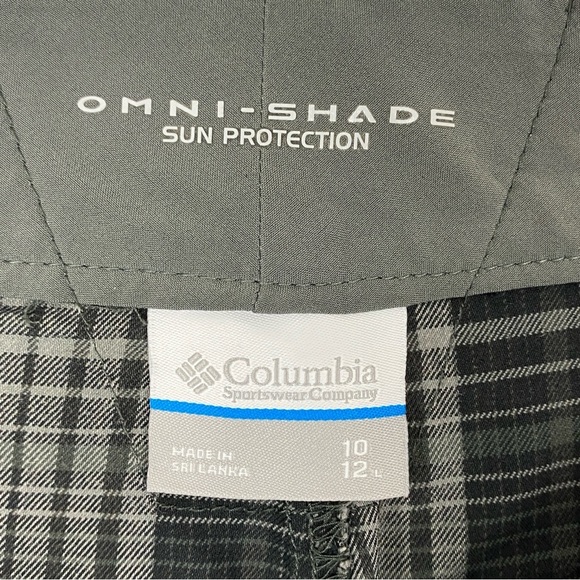 Columbia Omni-Shade Shorts Lightweight Casual Bermuda Length Gray Plaid - Picture 8 of 13